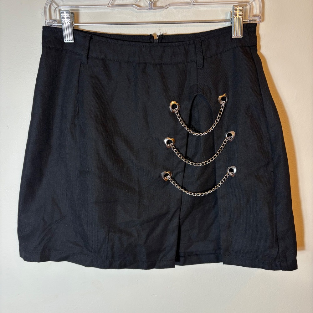 Hot Topic Skirt Mini Black Chain Cut Out Goth Emo Punk Rock Womens Medium